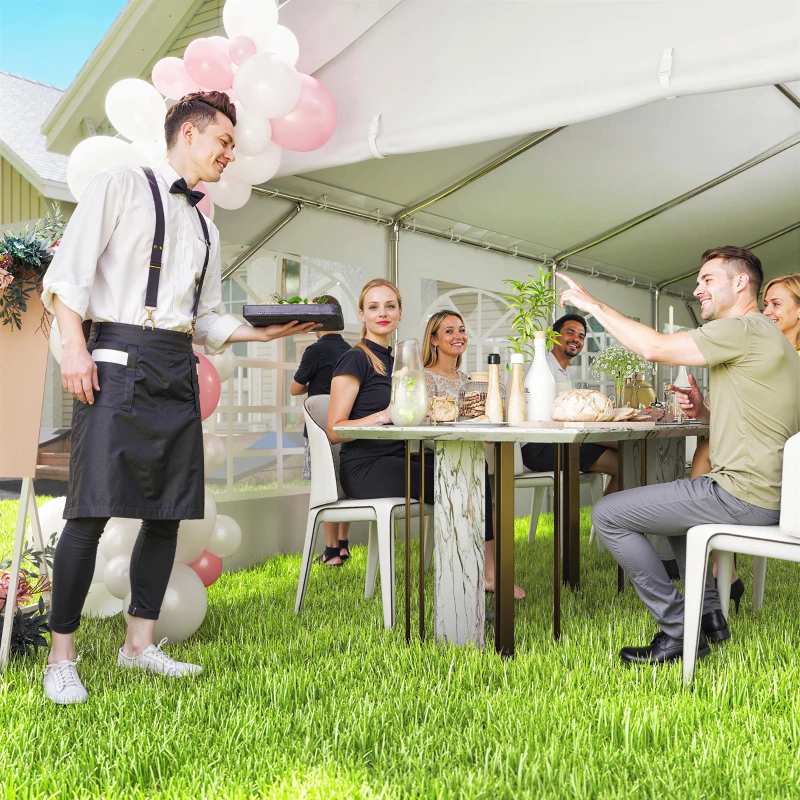 Outsunny Tenda para Festas 4x8 m Tenda de Jardim com Paredes Removíveis, Porta e Janelas UPF50+ Branco