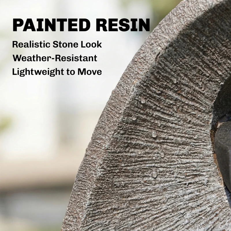 Outsunny Water Feature with 2-Tier Bowls, Garden Water Fountain with Pump and LED Lights, Resin Cascading Waterfall