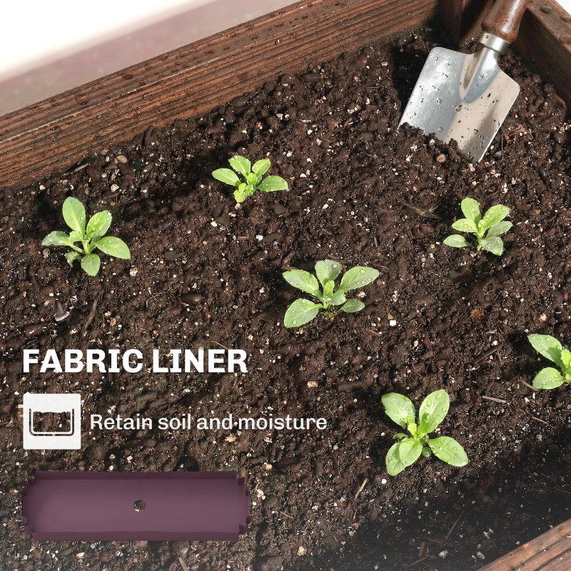 Outsunny 2-Tier Wooden Raised Planter, Raised Garden Bed on Legs with Drainage Holes and Bed Liner, Elevated Garden Planter