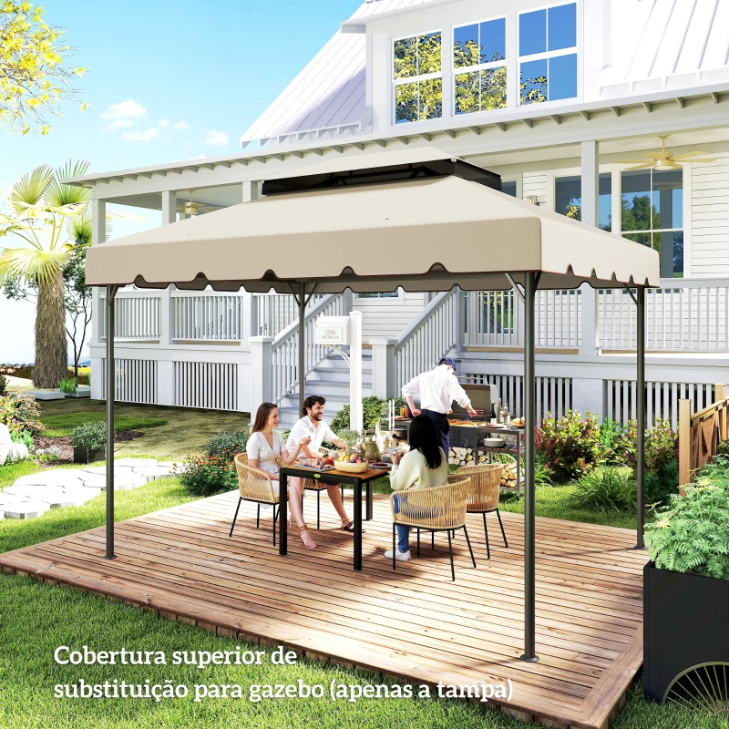 Outsunny Toldo de Substituição para Pérgola 400x300 cm com Duplo Teto e 8 Orifícios de Drenagem Bege