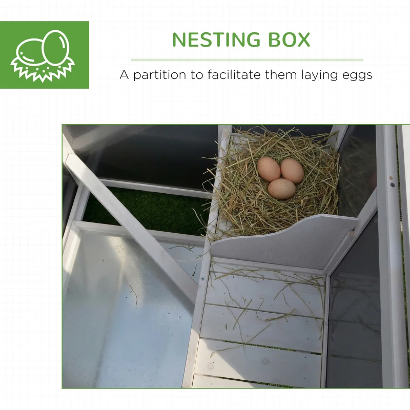 PawHut Wood Chicken Coop Hutch Hen House Cage PC Roof w/ Run Nest Box Deluxe 160 x 75 x 80 cm