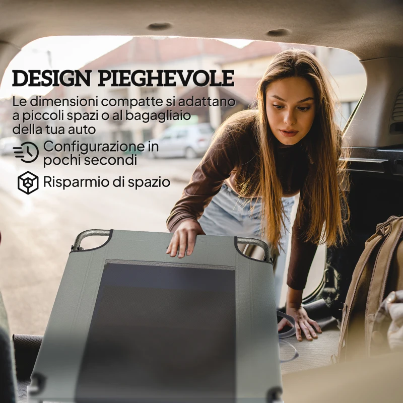 Outsunny Lettino da Esterno Reclinabile 4 Posizioni, Sedia Pieghevole con Maniglia, Grigio.