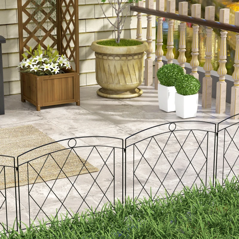 Outsunny Lot de 5 panneaux de clôture de jardin décoratives en métal, bordure de jardin, parterre de fleurs - dim. 305 x 80 cm