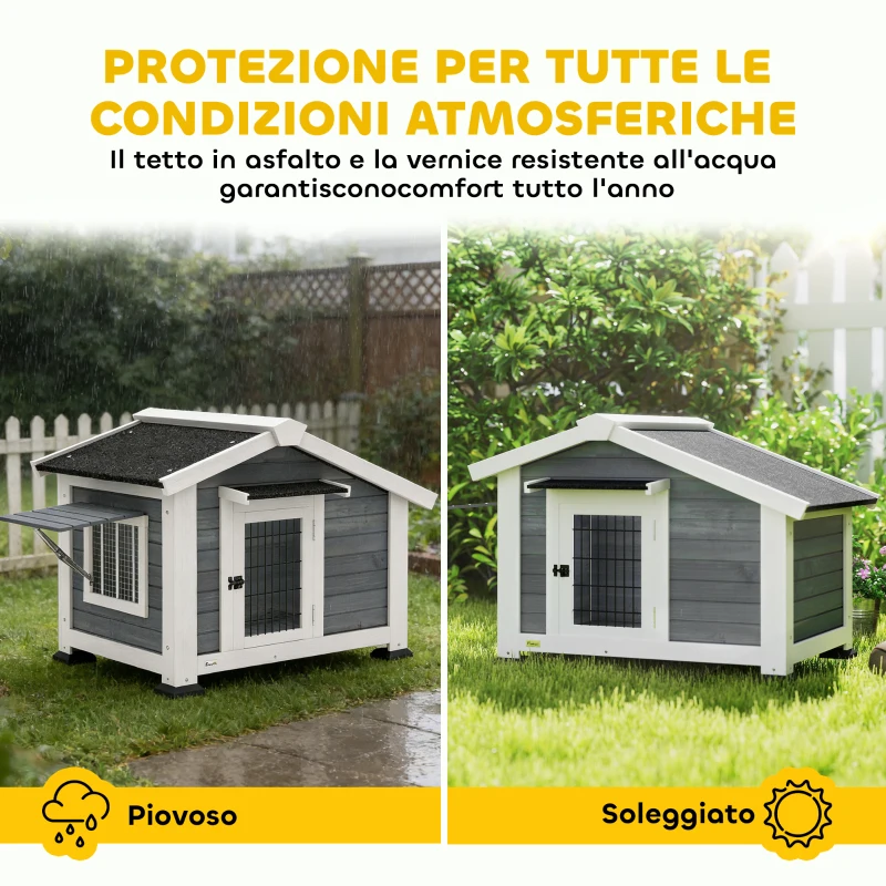 PawHut Cuccia per Cani Casetta per Cani da Esterno in Legno, 98x76x69.5cm