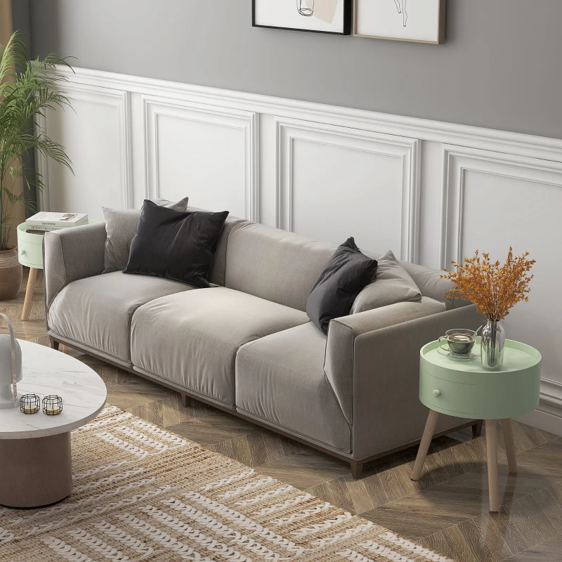 HOMCOM Lot de 2 tables basses - table de chevet - table de nuit ronde - design scandinave table d'appoint bout de canapé