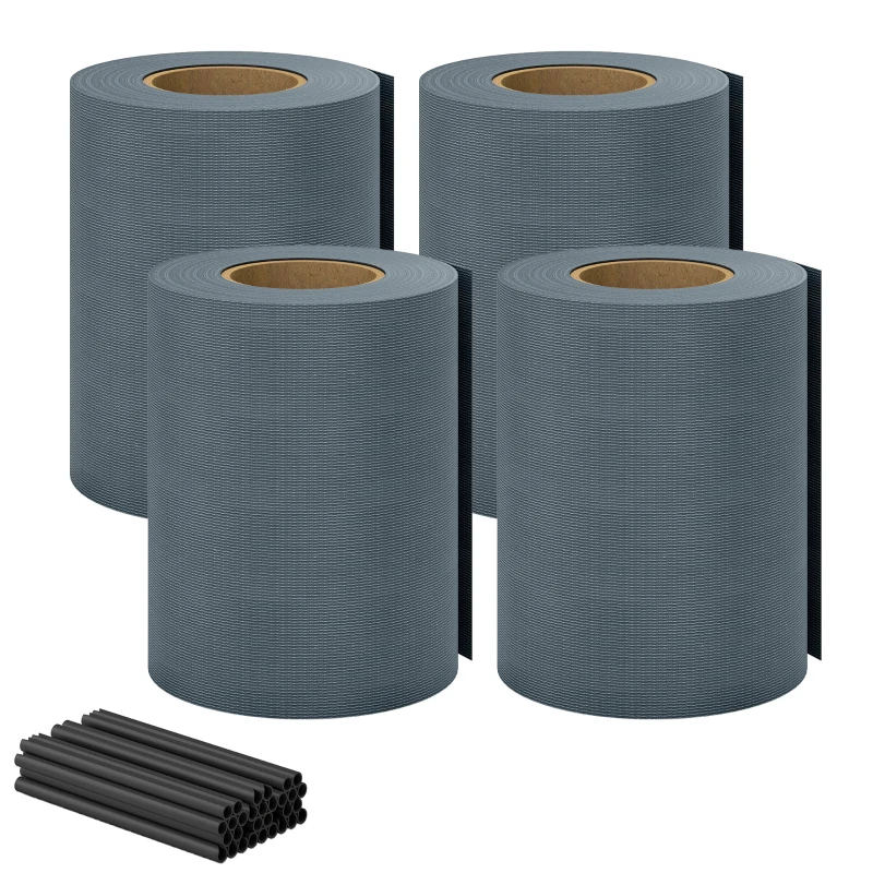 Outsunny Sichtschutzstreifen 4er Set Kunststoff UV-beständiger wasserdichter Sichtschutz mit Befestigungsclips 35 m x 19 cm Grau