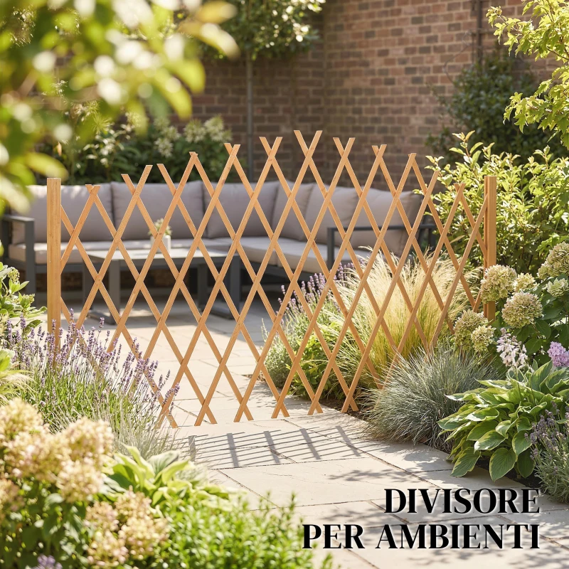 Outsunny 2 Pannelli Recinzione Espandibili, Giardino in Legno, 180x30x103 cm, Marrone