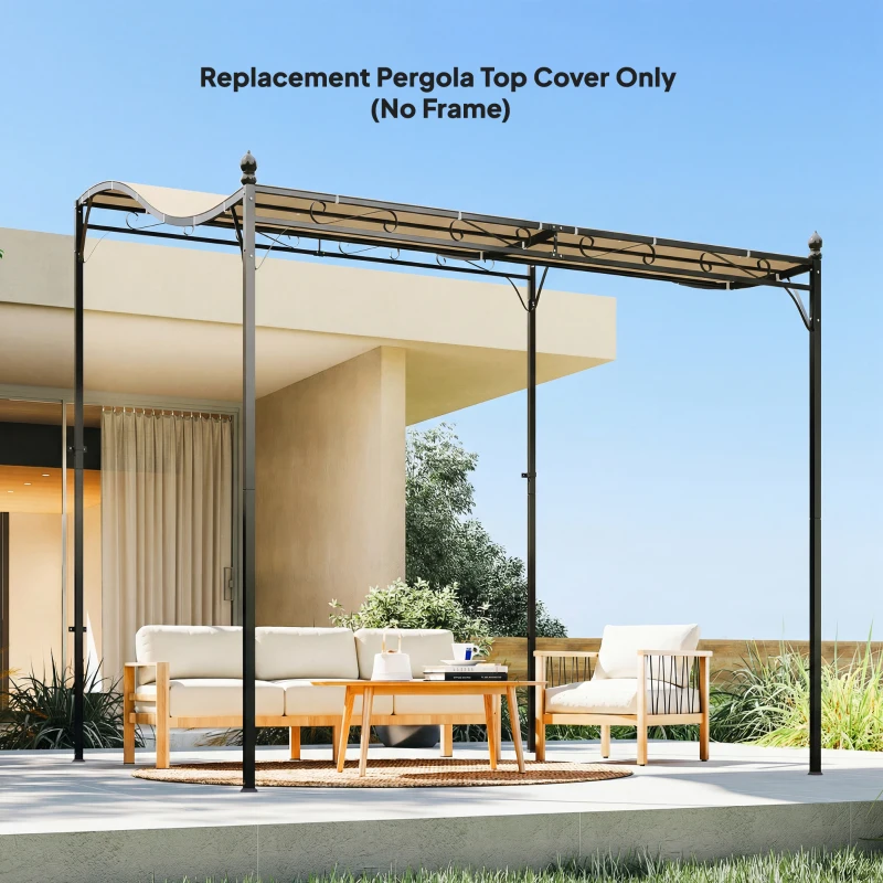 Outsunny Zastępczy dach do pergoli zadaszenie tarasu dach na wymianę do pawilonu 3 x 3 m 298 x 293 cm kremowobiały