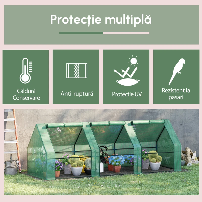 Outsunny sera gradina cu prelata, 270x90x90cm, verde