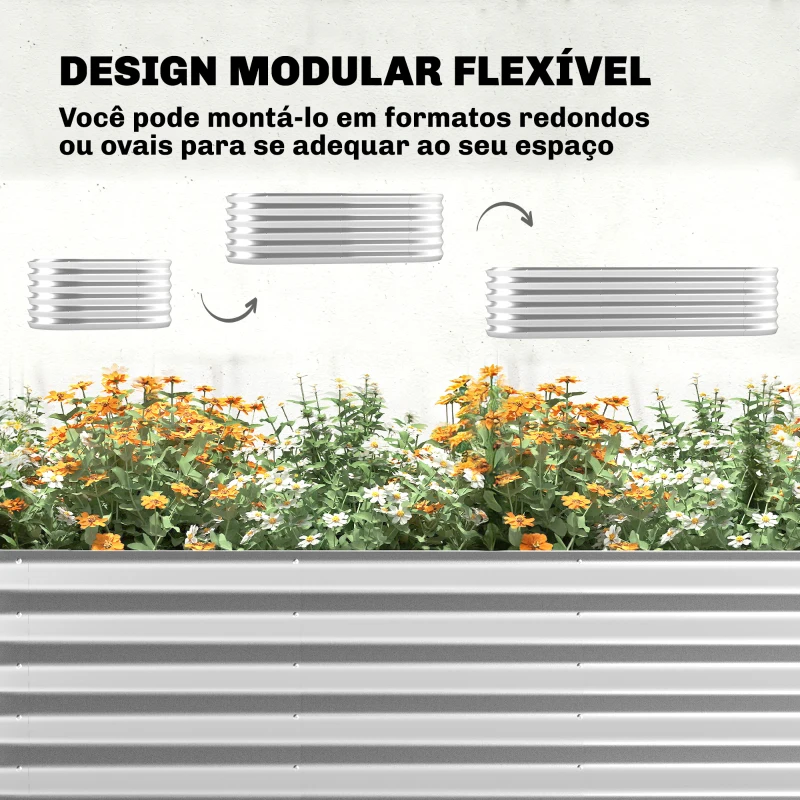 Outsunny Caixa de Plantio Grande com Cobertura de Estufa e Rede Fundo Aberto para Jardim Terraço 200x60x103 cm Prateado