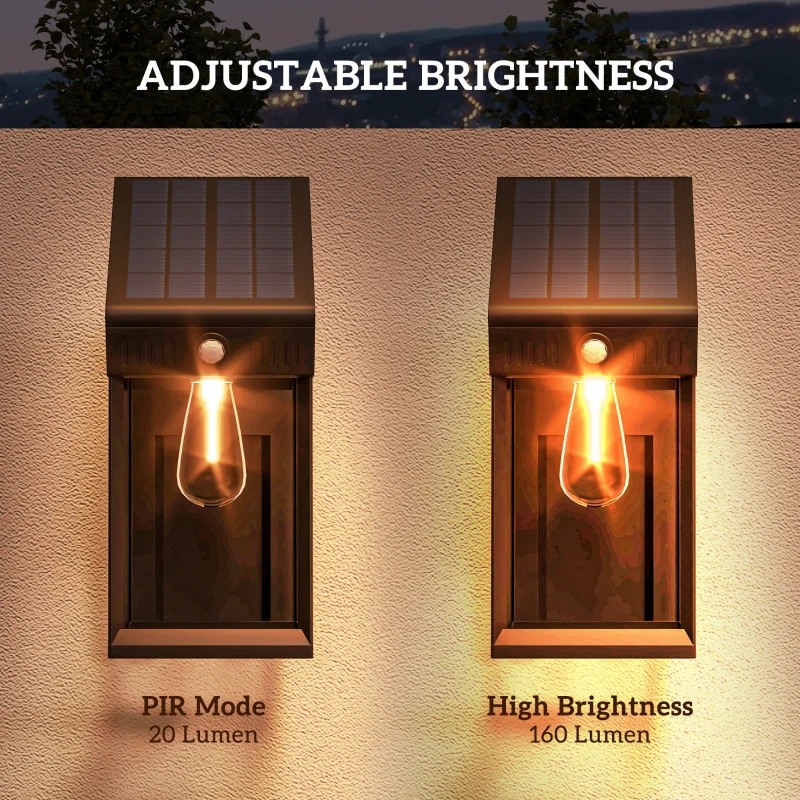 Outsunny Lampa solarnej ogrodowa zewnętrzna Solarlampe, odporna na warunki atmosferyczne, czujnik ruchu, 14 cm x 24 cm x 24 cm, Czarny