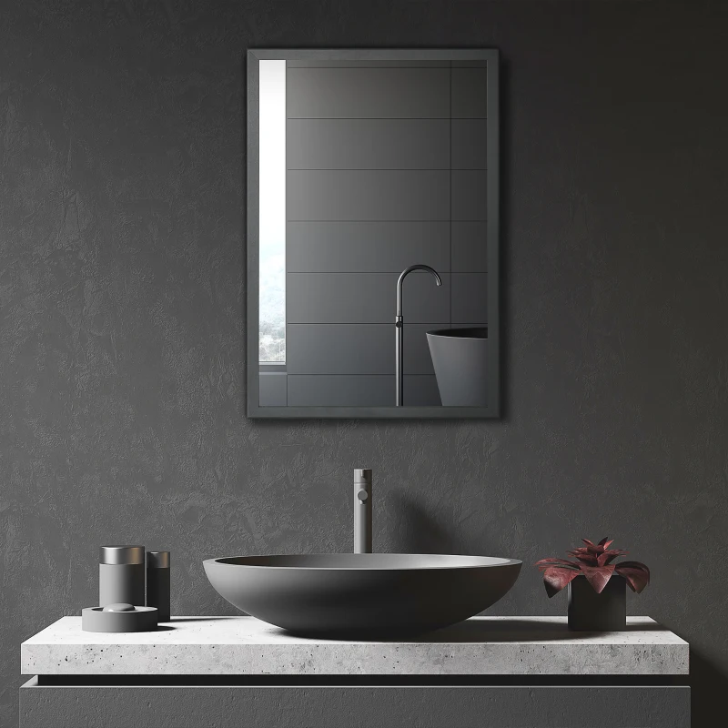 kleankin Specchiera Bagno in Acciaio con Armadietto a 3 Ripiani e Chiusura Ammortizzata, 40x12x60 cm, Nero
