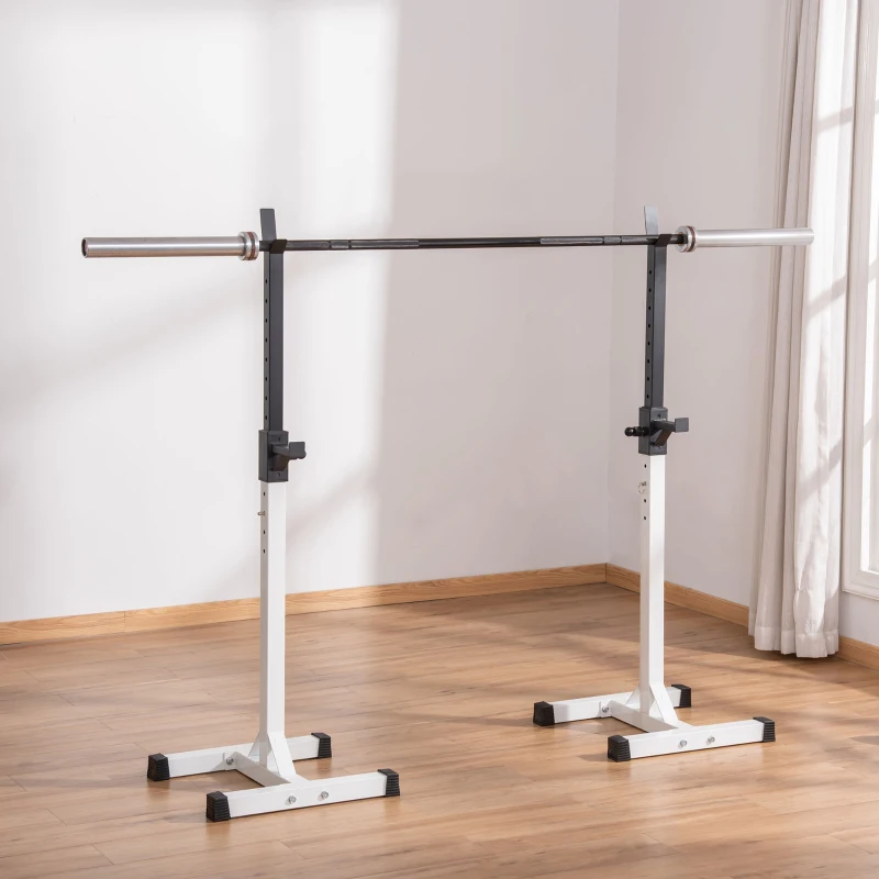 HOMCOM Support pour haltères support de musculation repose haltères hauteur réglable charge max. 150 kg acier 52 x 48 x 160 cm noir et blanc