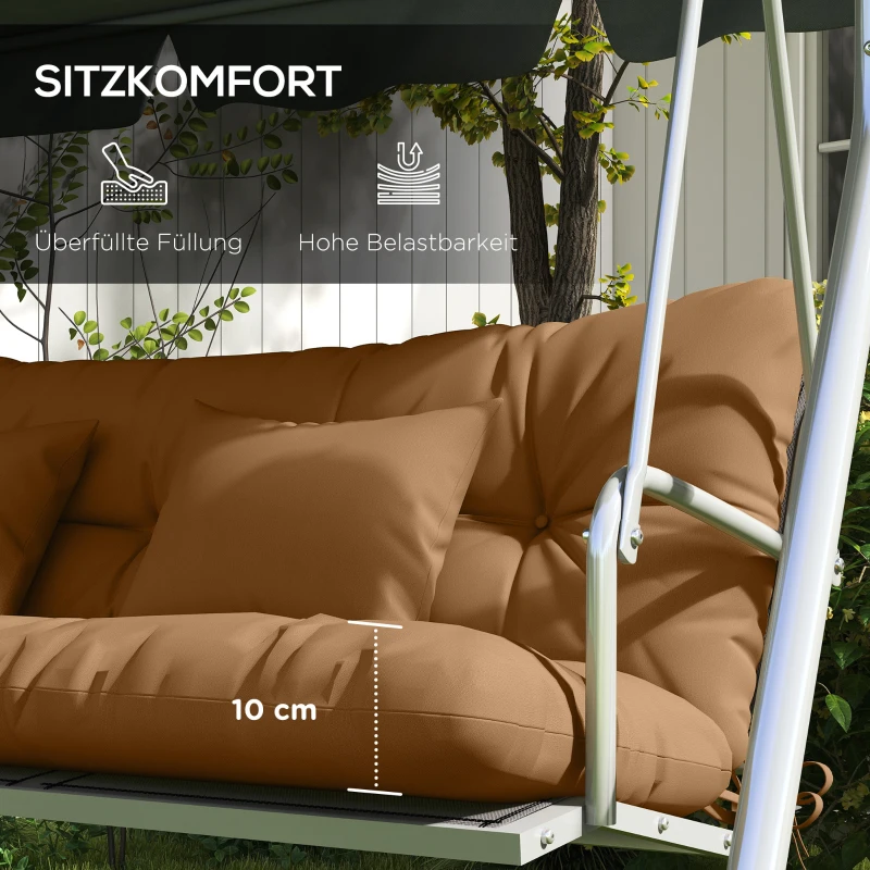 Outsunny 4er-Set Sitzkissen, 150x50 cm wasserabweisend Stuhlkissen mit Bindebänder, 10cm dick Bräune