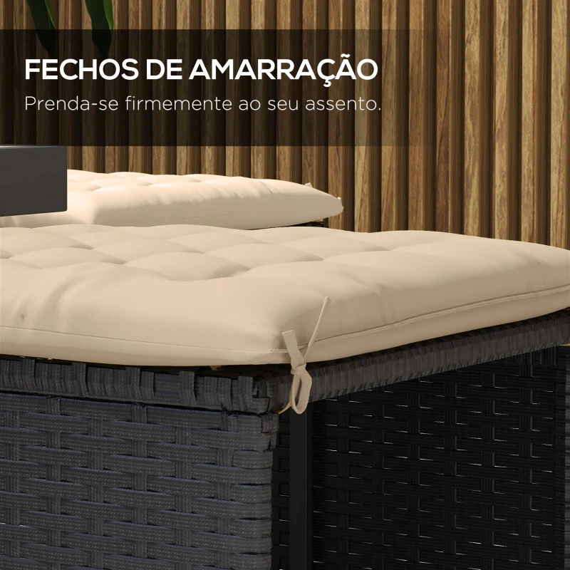 Outsunny Conjunto de 6 Almofadas para Cadeiras de Jantar 40x40 cm 6 peças Almofadas para Cadeiras de Jardim Acolchoadas com Fitas Cáqui