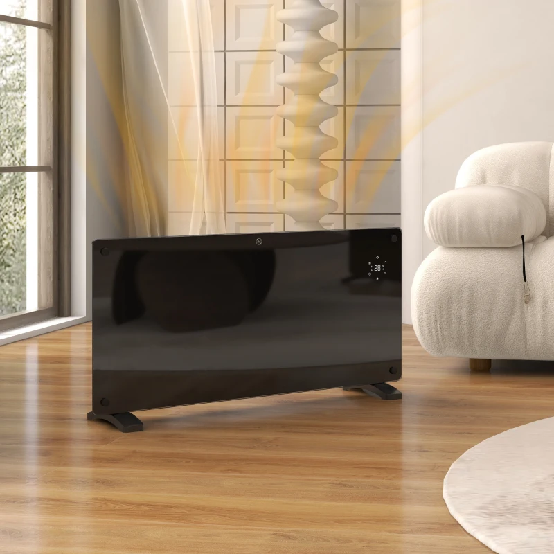 HOMCOM Radiateur électrique au sol ou mural 2000W affichage LED, minuterie 24 heures ou hebdomadaire, thermostat, télécommande