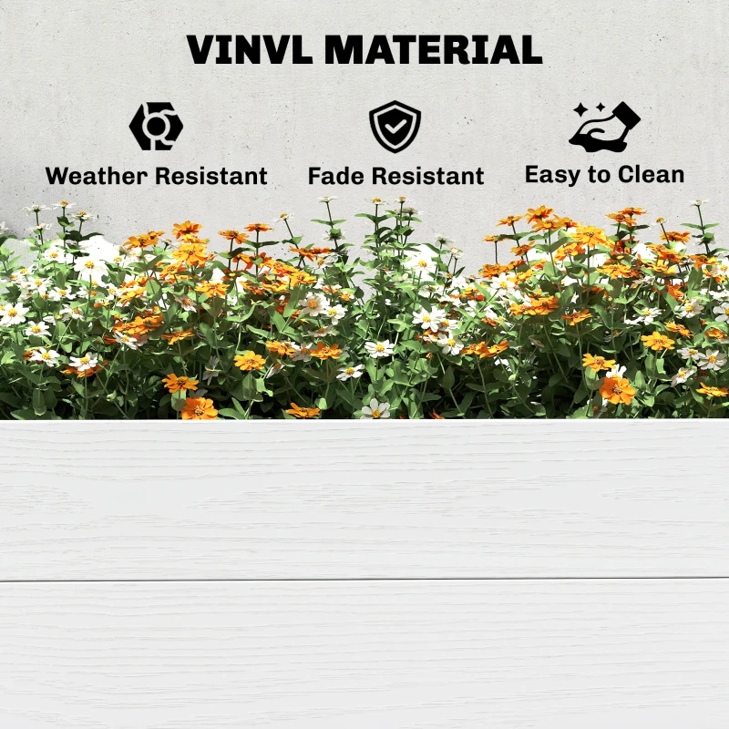 Outsunny Podwyższona Grządka z Tworzywa Sztucznego, Łatwa w Montażu DIY, 197 x 54 x 33 cm, Biała