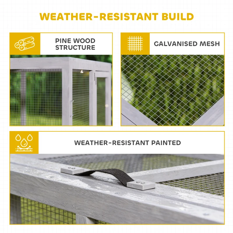 PawHut Rabbit Hutch Outdoor, Foldable Guinea Pig House with Openable Top, for 3 Bunnies, Ducks, Chickens, 110 x 105 x 50 cm