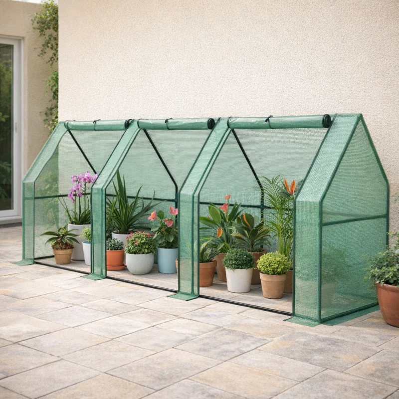 Outsunny sera gradina cu prelata, 270x90x90cm, verde