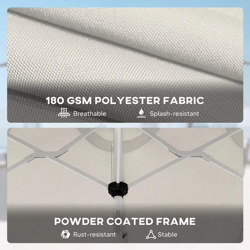 Outsunny 3 m Double-Sided Garden Parasol with LED Solar Lights, Outdoor Extra Large Sun Umbrella with Crank Handle, Cream White