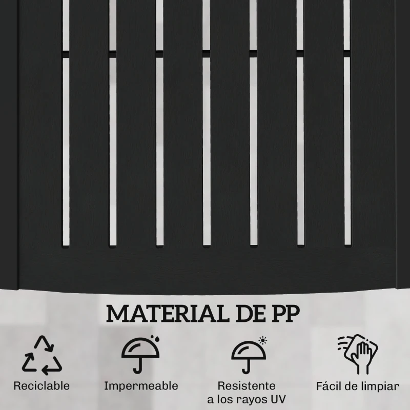 Outsunny Conjunto de 2 Tumbonas Reclinables de Plástico PP con Bandeja Lateral Respaldo Ajustable 5 Niveles 192x57x28,5 cm Negro