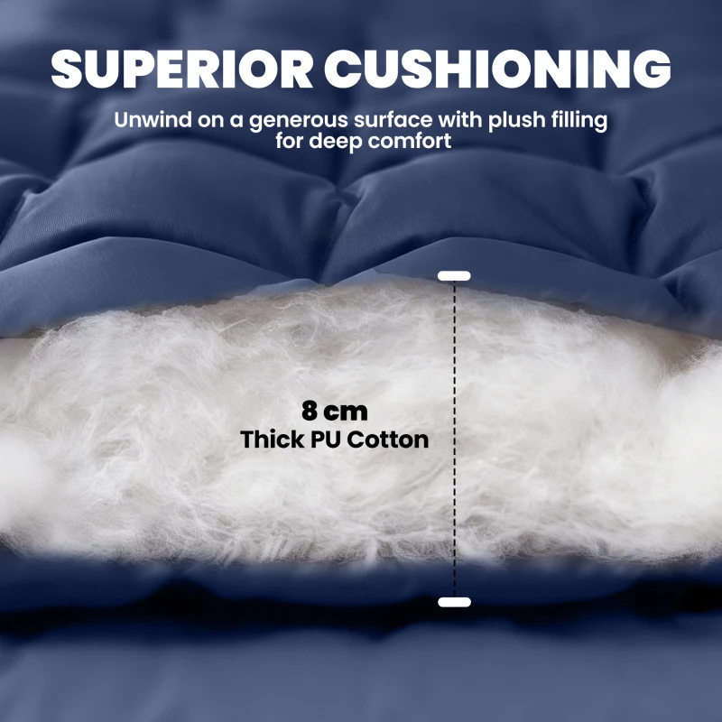 Outsunny Sleeping Mat, Foldable Camping Mattress Pad with Four Corner Elastic Straps, Dark Blue