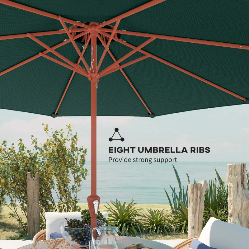 Outsunny 2.7 m Garden Parasol with Double Top Outdoor Market Table Umbrella with Crank System, Green