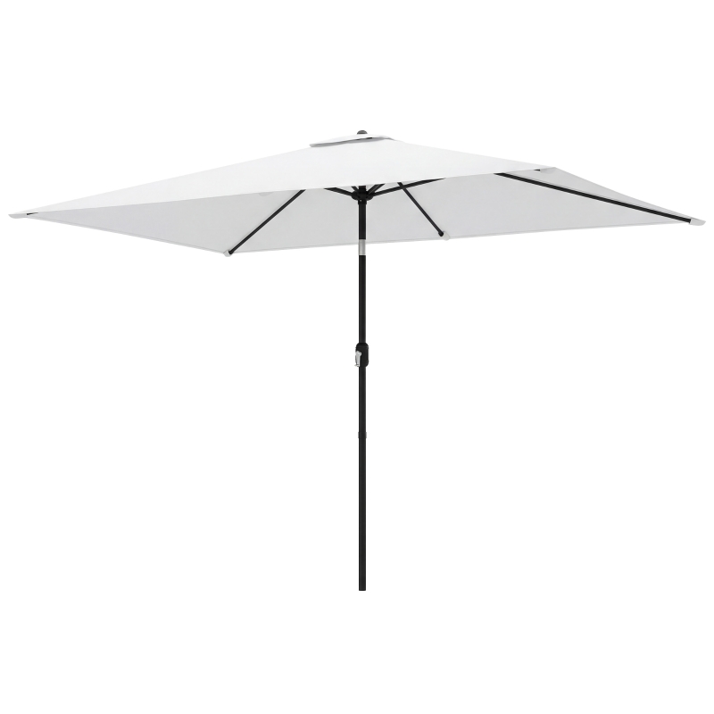 Outsunny Garden Parasol, Parasol Umbrella with Crank Handle, Tilt Function, Polyester Canopy, Cream White