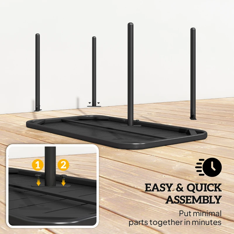 Outsunny Stolik kawowy na zewnątrz, prostokątny metalowy stolik patio z lamelowym blatem, odporny na warunki atmosferyczne