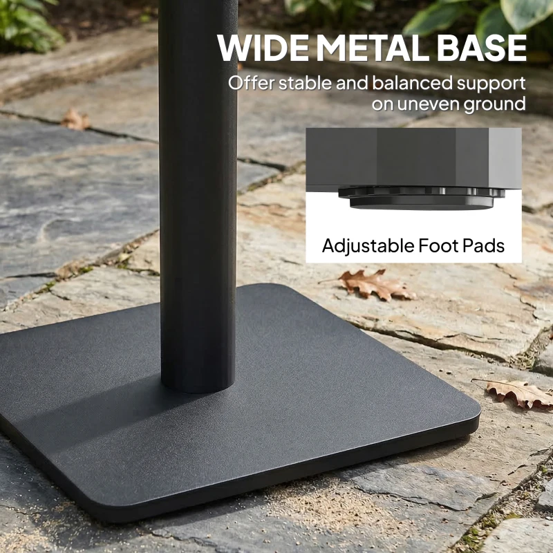 Outsunny Bijzettafel 70 x 70 cm weerbestendig tuintafel met houtlook brede basis, vierkant natuurhout