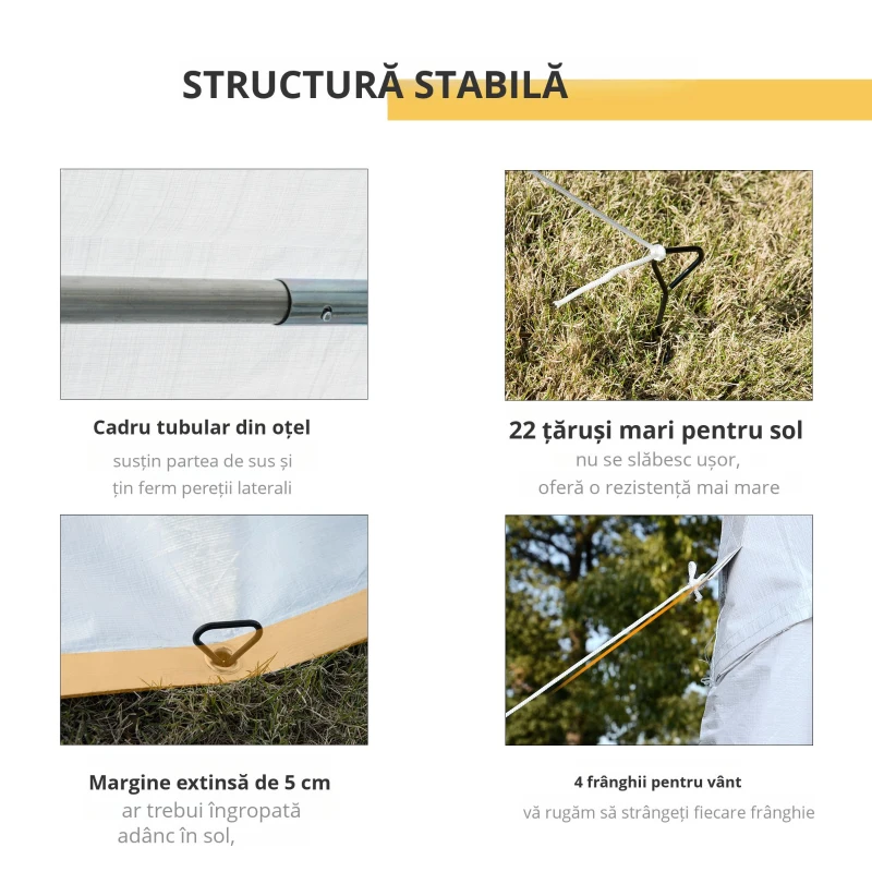 Outsunny Pavilion pentru extern cort pentru petreceri, căsătorii cadru din oțel impermeabil, Alb, 8x4x2.8m