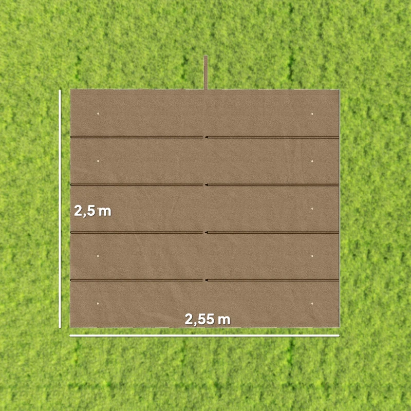 Outsunny Cobertura para Teto Retrátil de 2,5x2,55 m para Pérgola 3x3 Tecido de Substituição com 10 Orifícios de Drenagem Castanho