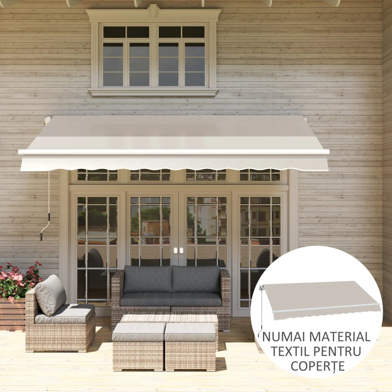 Outsunny Material de Înlocuire pentru Copertină Retractabilă, 282x250 cm, Gri