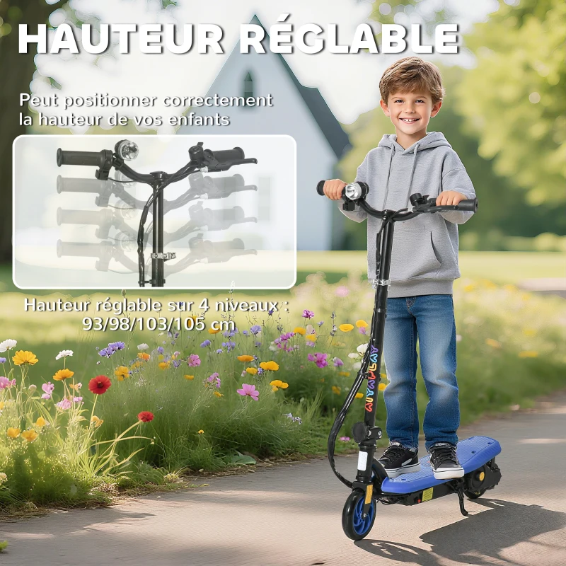 HOMCOM Trottinette électrique 120 W pliable pour enfant 7-14 ans 12 Km/h max. autonomie 10 Km max. bleu