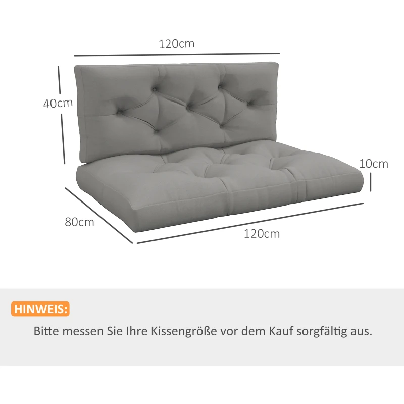 Outsunny Sitzpolster Sitzkissen Polsterauflage, mit Knopfheftung, 120 x 80 x 10 cm, Grau