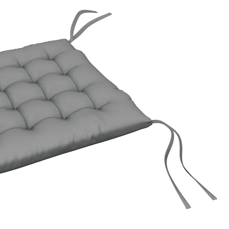 Outsunny Conjunto de 6 Almofadas para Cadeiras de Jantar 40x40 cm 6 Unidades Almofadas para Cadeiras de Jardim Acolchoadas com Fitas Cinzento