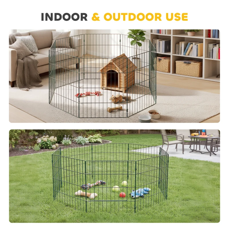 PawHut 8 Panel Pet Playpen for Small Dogs Indoor Outdoor 60 cm Height