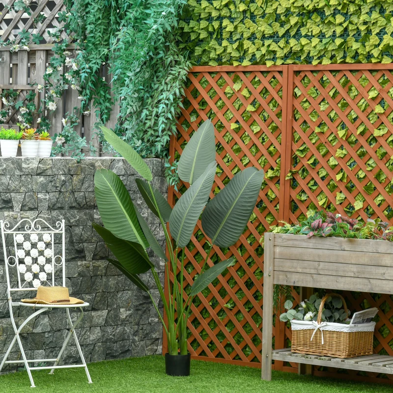 HOMCOM Albero Artificiale di Banano 160 cm con Vaso e 10 Foglie Realistiche, Pianta Finte Tropicale per Decorazioni Interni ed Esterni, Verde