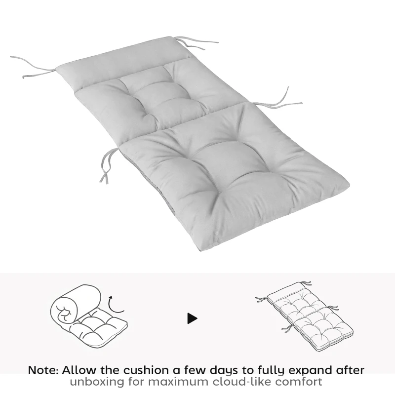 Outsunny Patio Chair Cushions Set of 4, Waterproof Non-Slip Lounge Chair Cushions, 112x53cm, Light Grey