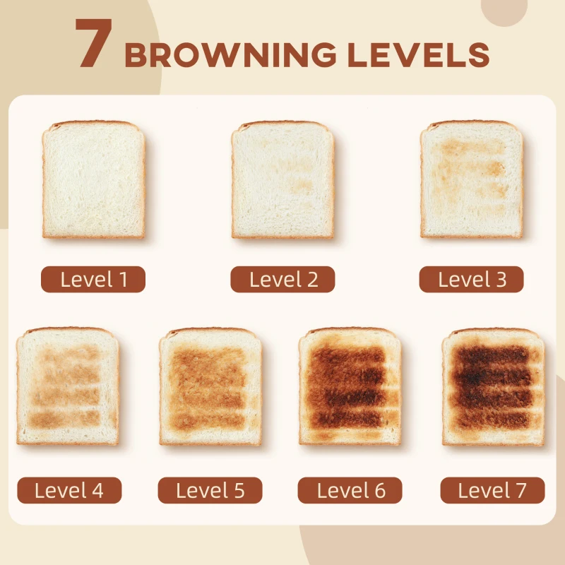 HOMCOM Zestaw Czajnik i Toster, 1,7 litra, 2200W, Termostat Strix, Filtr, Toster na 4 kromki, 7 stopni opiekania, Pojemnik na okruchy, Kremowy+Srebrny