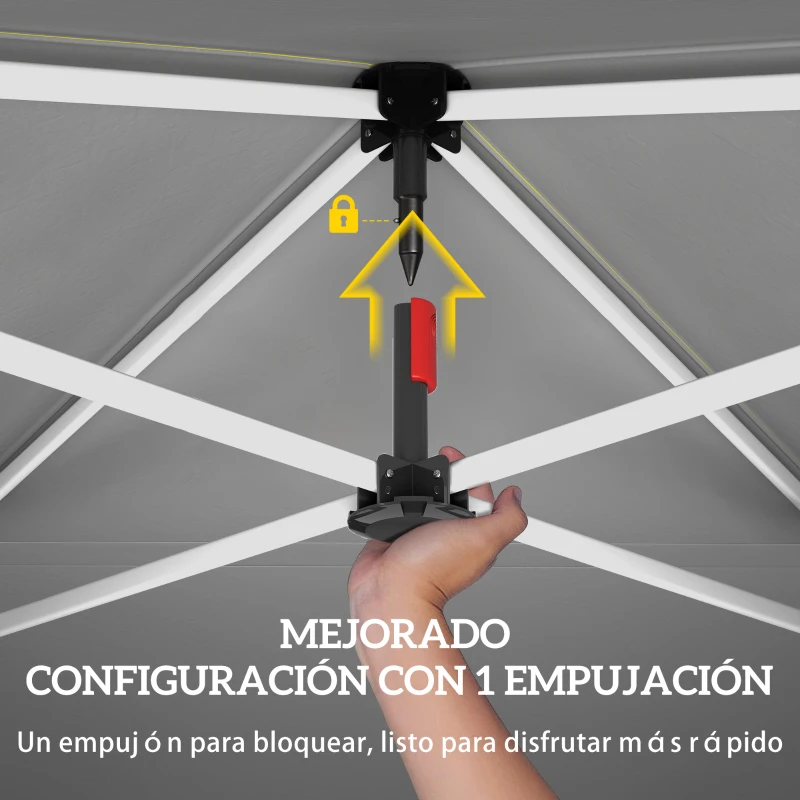 Outsunny Carpa Plegable Pop-up 3x3 m con Pared Lateral UPF50+ Altura Ajustable Empuje Central Bolsa de Transporte Verde