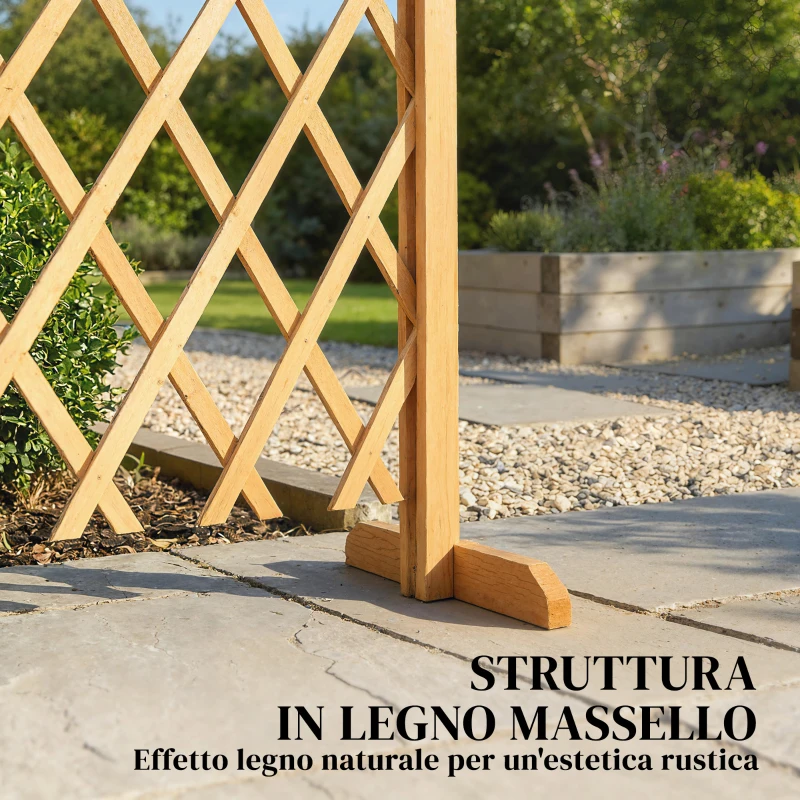 Outsunny 2 Pannelli Recinzione Espandibili, Giardino in Legno, 180x30x103 cm, Marrone