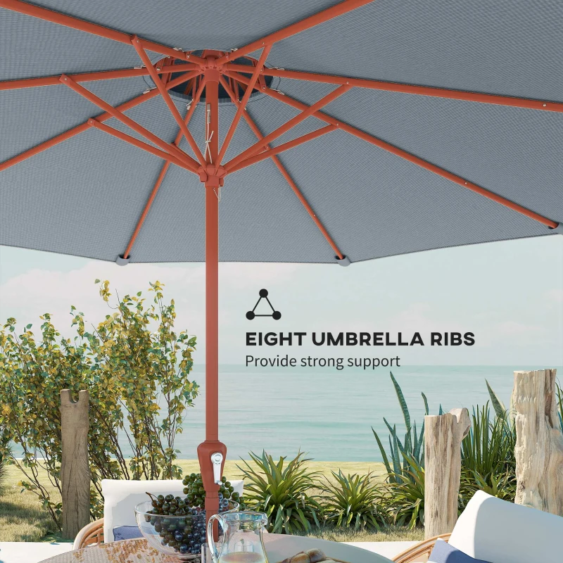 Outsunny 2.7 m Garden Parasol with Double Top Outdoor Market Table Umbrella with Crank System, Light Grey