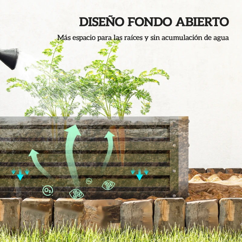 Outsunny Jardinera Elevada Rectangular de Acero Galvanizado para Cultivar Plantas Flores Hierba 120x60x30,5 cm Gris