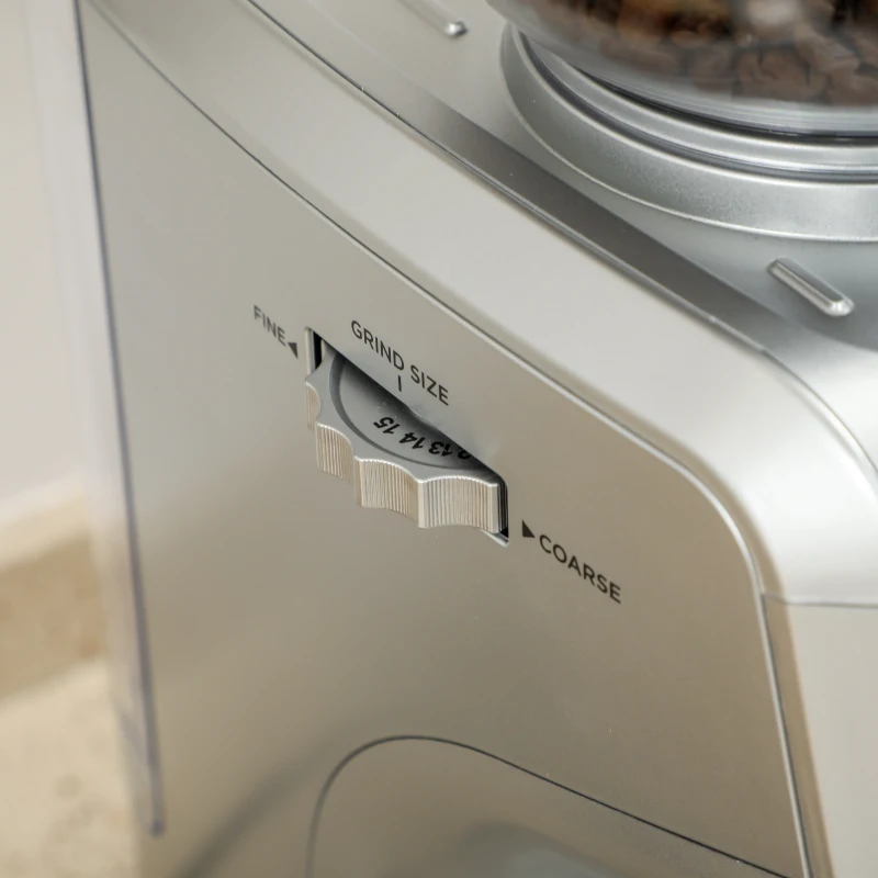 HOMCOM 15 Bar Coffee Machine with 15 Adjustable Grind Setting, Steamer and Complete Kit - Silver Colour