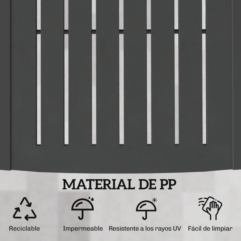 Outsunny Conjunto de 2 Tumbonas Reclinables de Plástico PP con Bandeja Lateral Respaldo Ajustable 5 Niveles 192x57x28,5 cm Gris