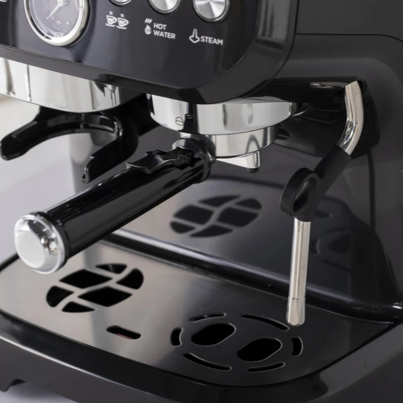 HOMCOM 15 Bar Coffee Machine, with Adjustable Grind, Steamer and Accessories - Black