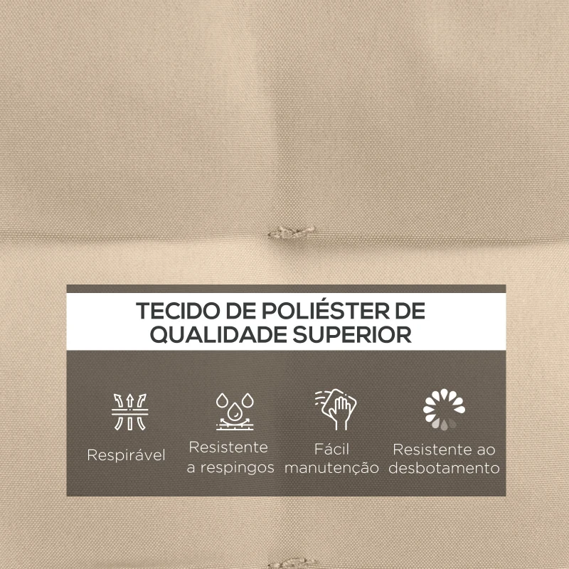Outsunny Conjunto de 6 Almofadas para Cadeiras de Jantar 40x40 cm 6 peças Almofadas para Cadeiras de Jardim Acolchoadas com Fitas Cáqui