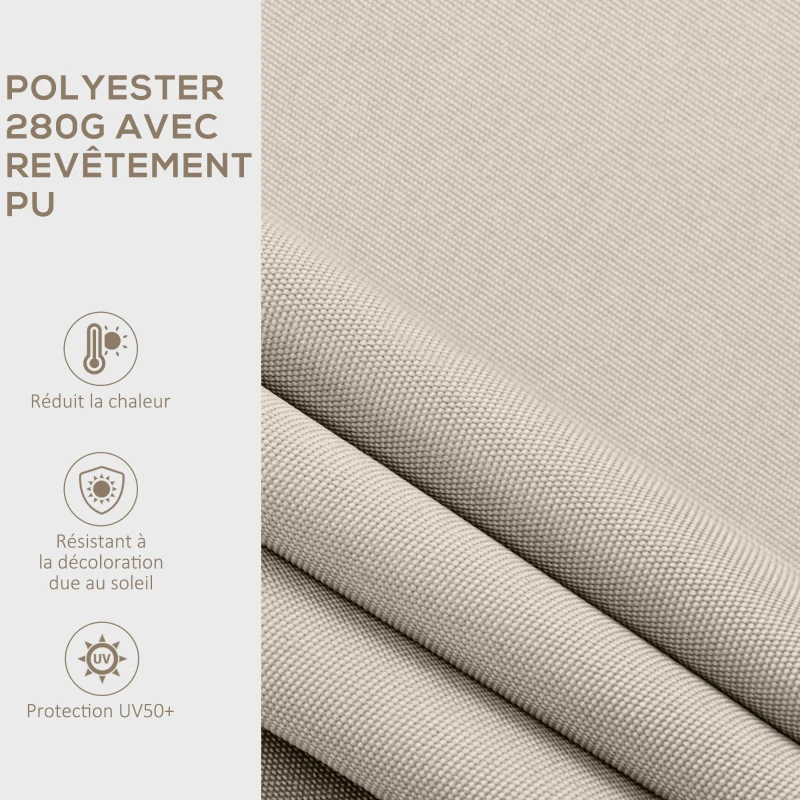 Outsunny Store banne manuel rétractable 200 x 250 cm store exterieur terrasse avec manivelle, imperméable et anti-UV, crème