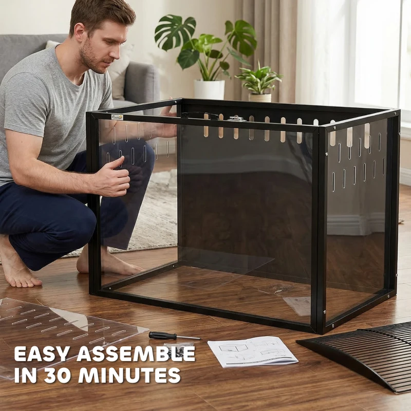 PawHut Hamster Cage Steel Chewproof with Openable Top, Deep Burrow for Dwarf Syrian Hamster, Gerbil, Rats, 81 x 51 x 53 cm